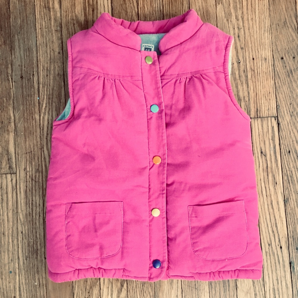 Girl’s Pink Corduroy Puffy Vest- Sz 6x